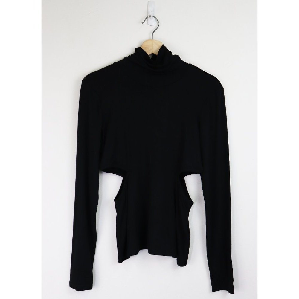 NWT Lovers + Friends Isana Turtleneck Cut Out Long Sleeve Top Black Large - Picture 3 of 9